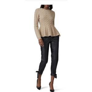 Jason Wu Collective Camel Peplum Cable Knit Flare Sweater XS